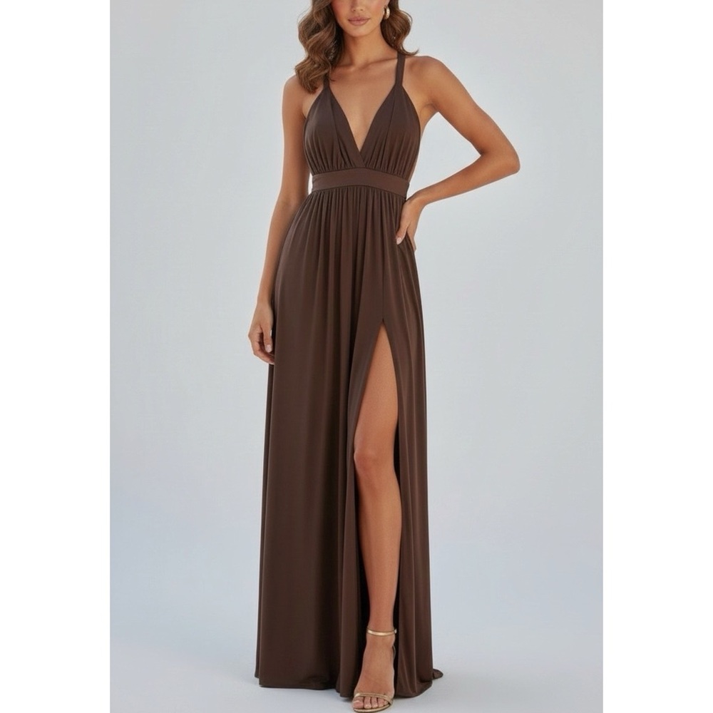 MICHAEL COSTELLO x REVOLVE Emmeline Maxi Dress, Brown, Small